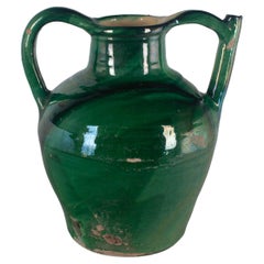 Early 20th Century Green Glazed Water Jug from France
