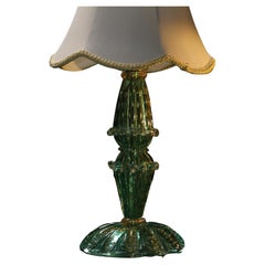 Early 20th Century Green Italian Murano Glass Art Lamp