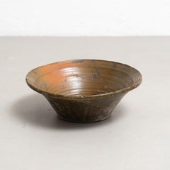 Early 20th Century Green Rustic Handmade Ceramic Centerpiece