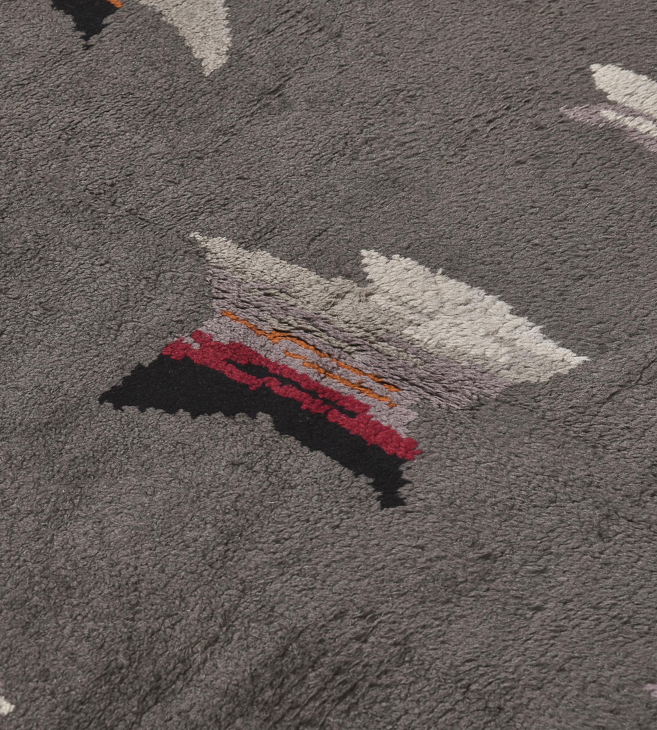 Alfombra Deco Francesa Abstracta Gris de Principios del Siglo XX Art Decó en venta