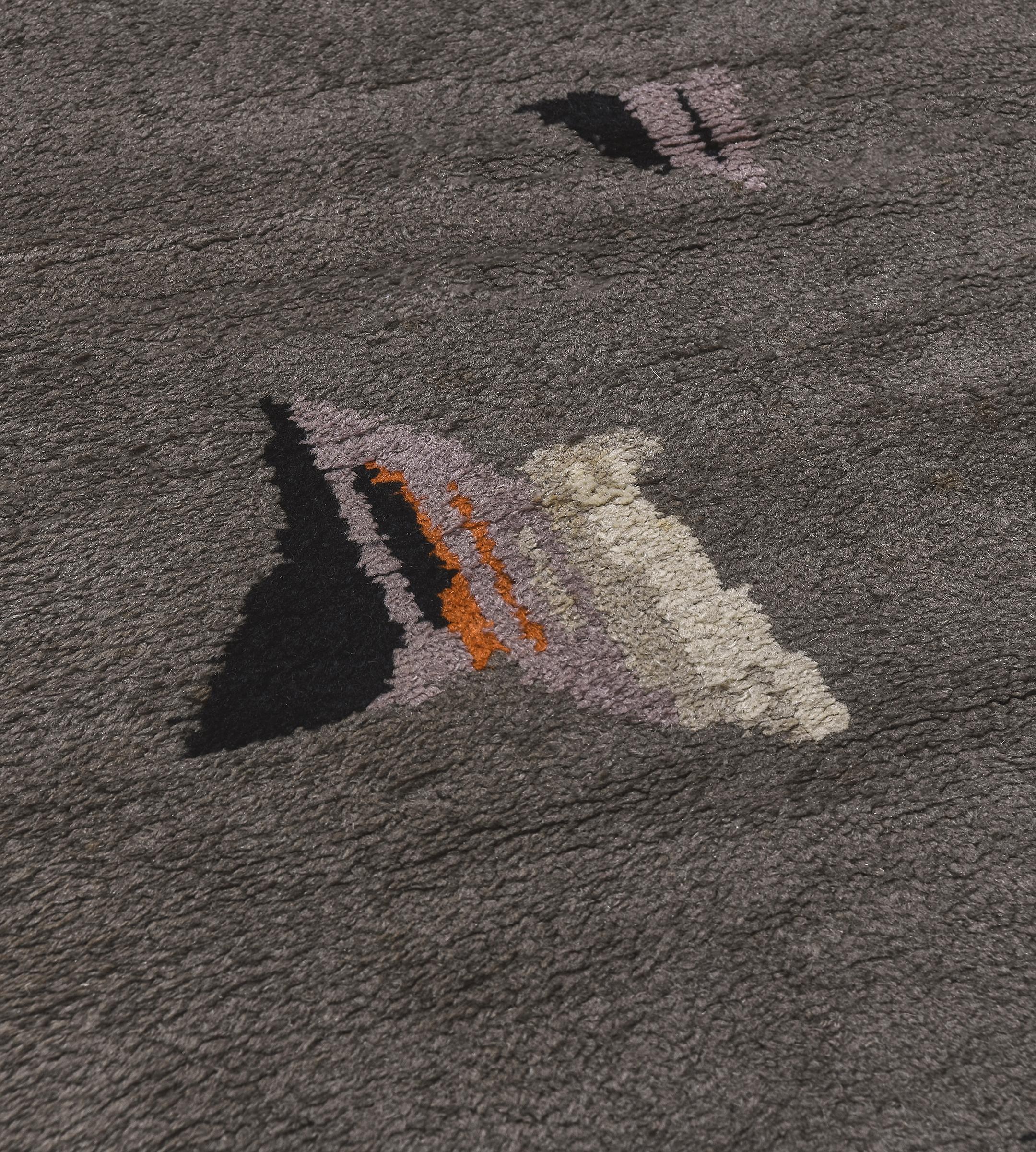 Alfombra Deco Francesa Abstracta Gris de Principios del Siglo XX Francés en venta