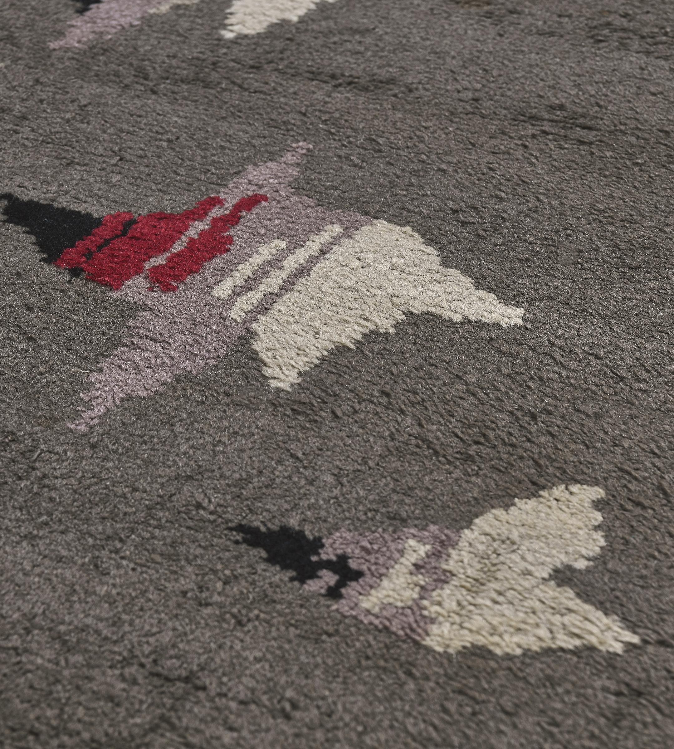 Alfombra Deco Francesa Abstracta Gris de Principios del Siglo XX siglo XX en venta
