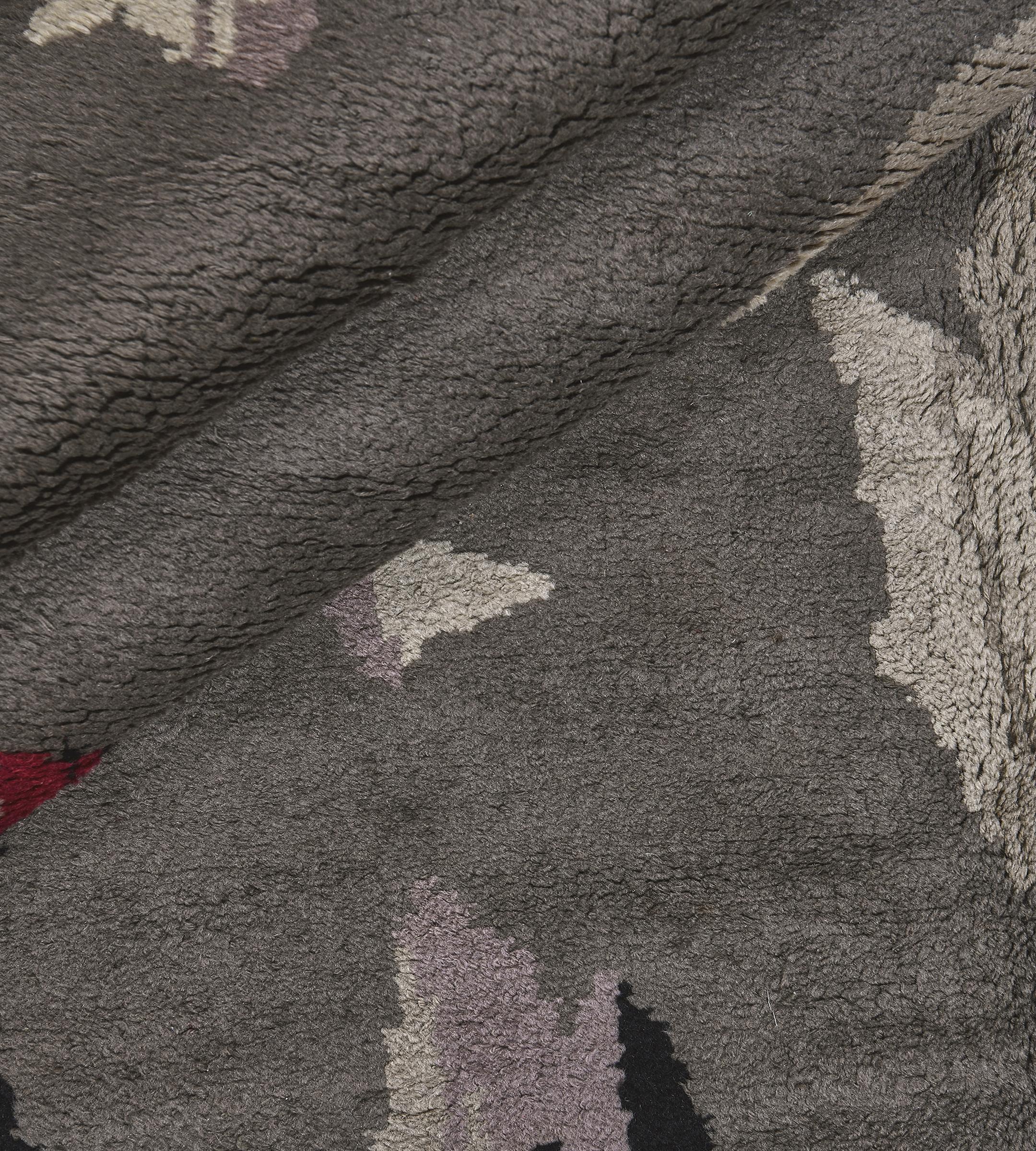 Alfombra Deco Francesa Abstracta Gris de Principios del Siglo XX en venta 1