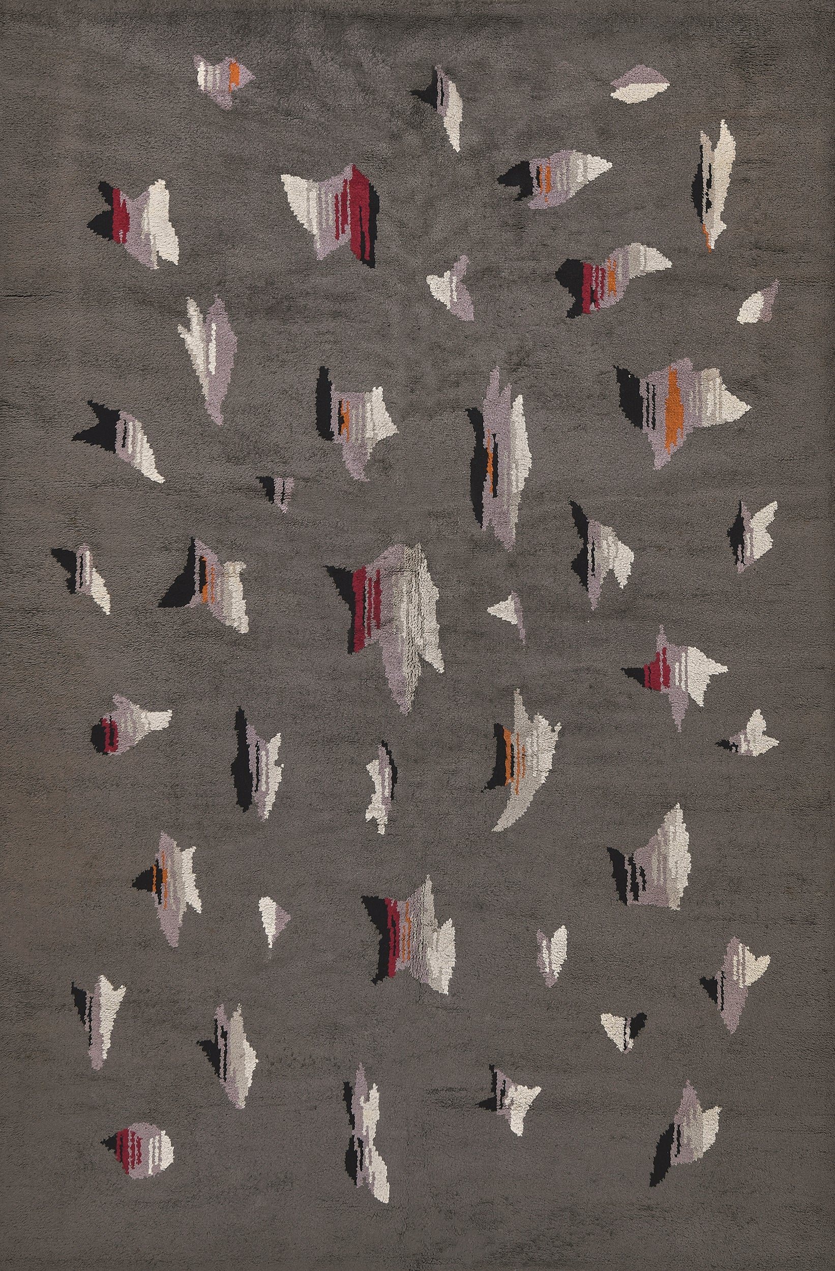 Early 20th Century Grey Abstract French Deco Rug