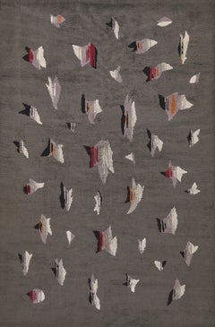 Early 20th Century Grey Abstract French Deco Rug