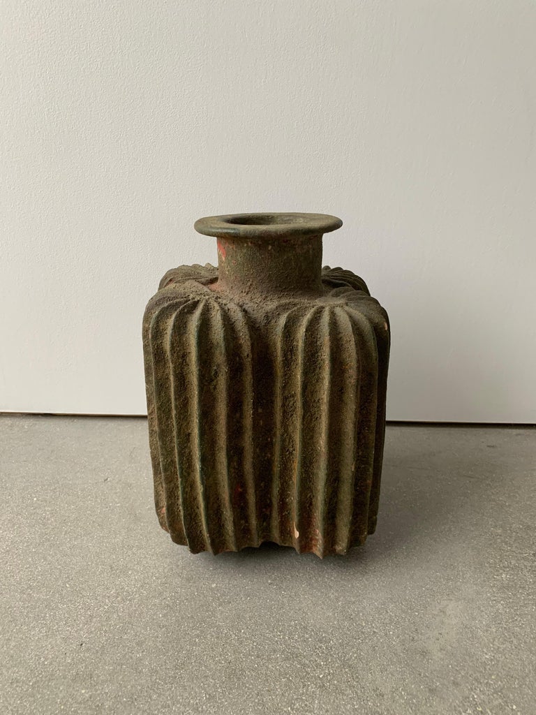 Early 20th Century Grooved Clay Vessel 2