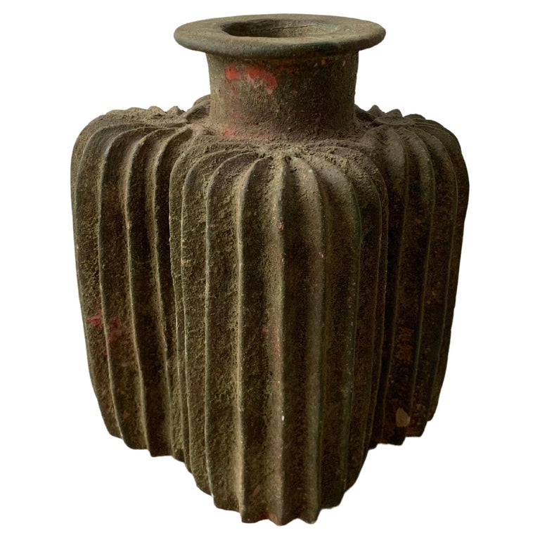 Early 20th Century Grooved Clay Vessel