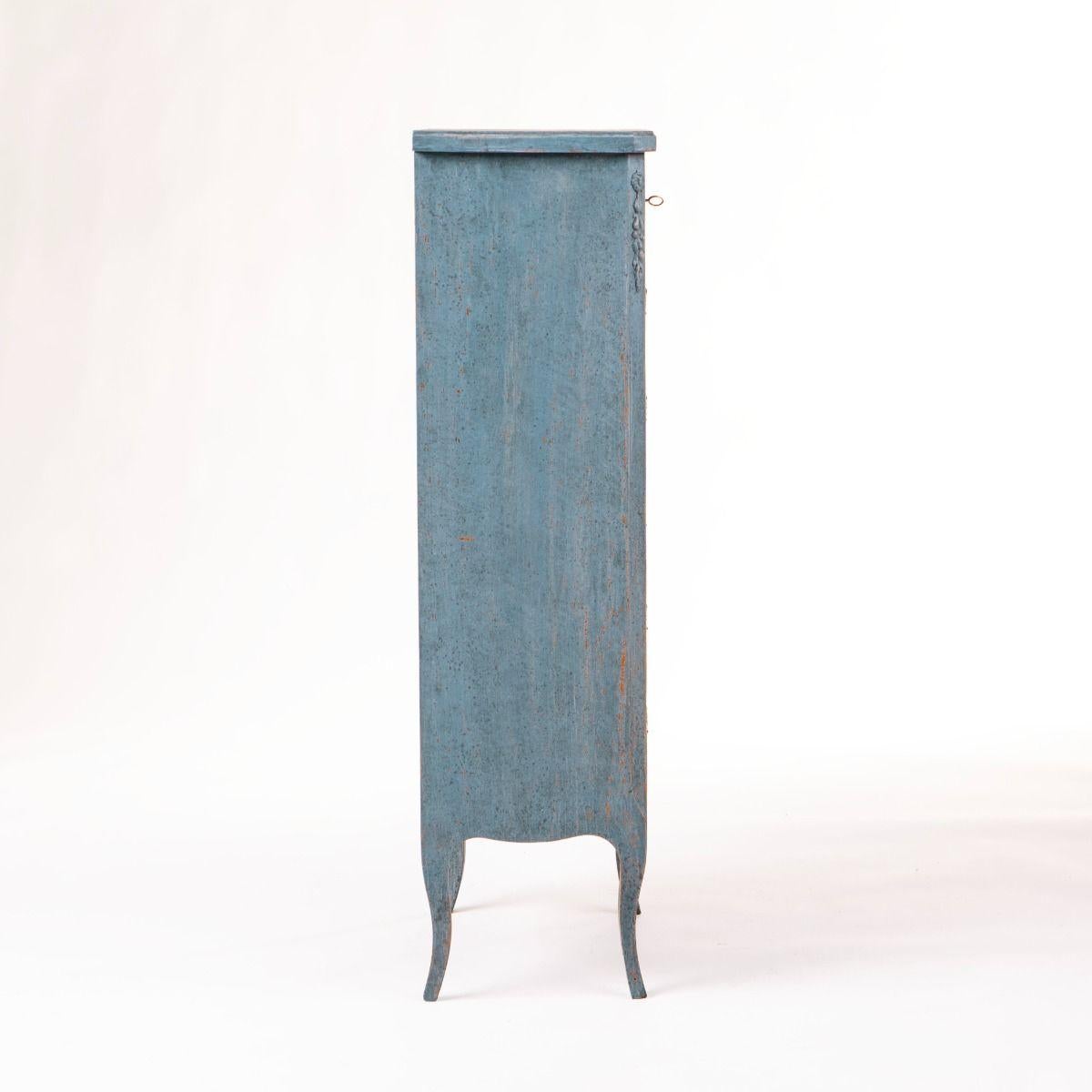 Gustaviano Cassapanca Wellington blu in stile gustaviano dei primi del Novecento in vendita
