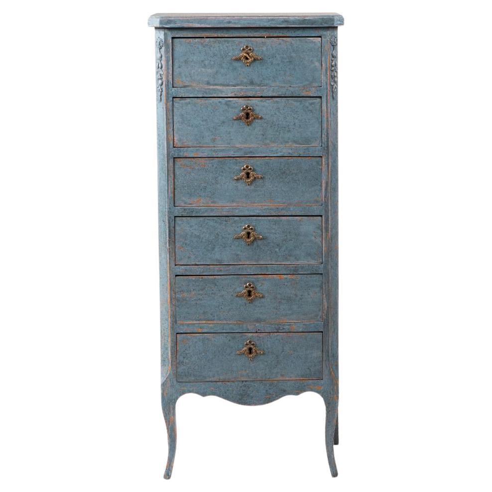 Cassapanca Wellington blu in stile gustaviano dei primi del Novecento in vendita