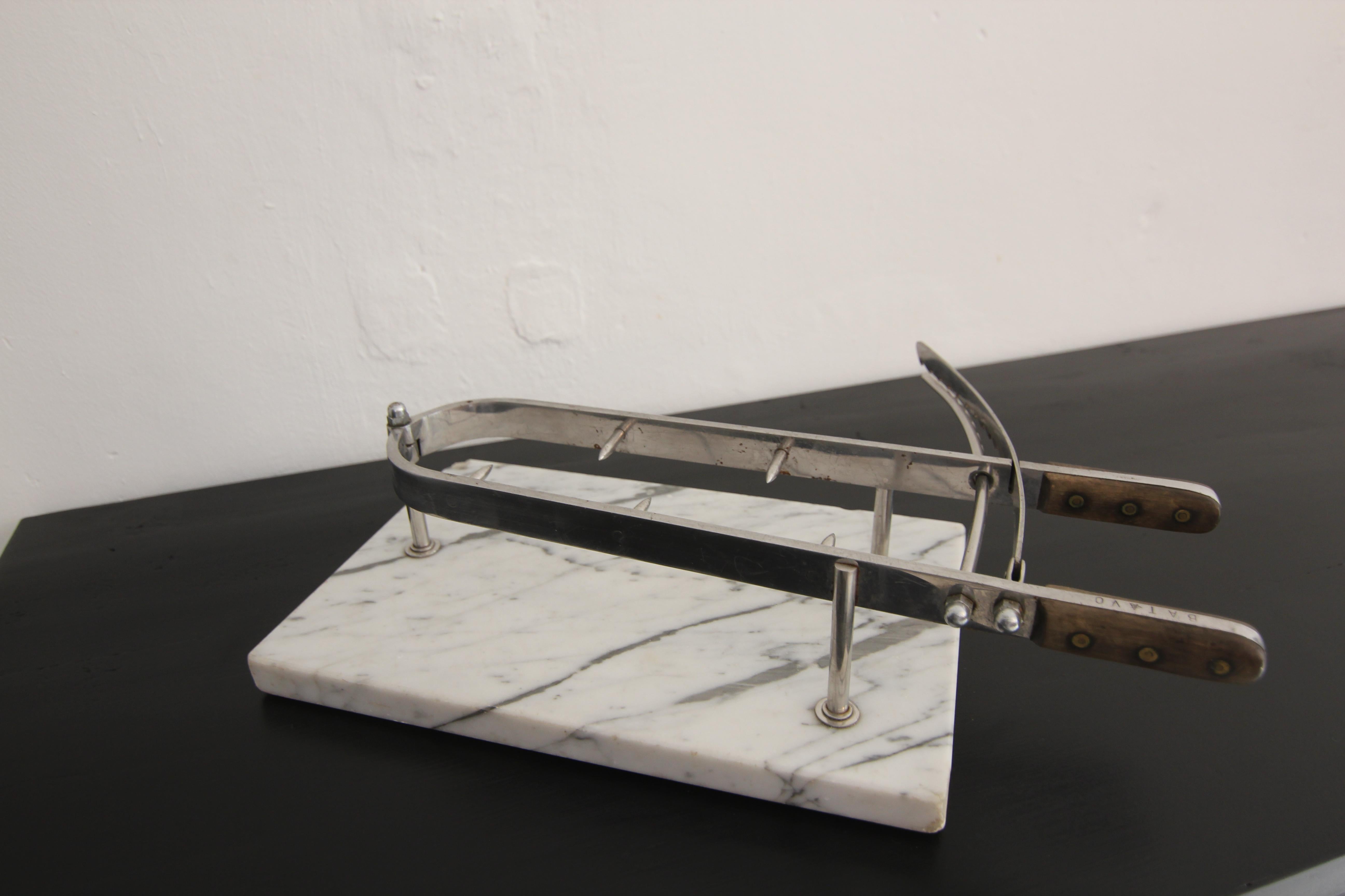 Metal Early 20th Century Ham Holder on Marble Base For Sale
