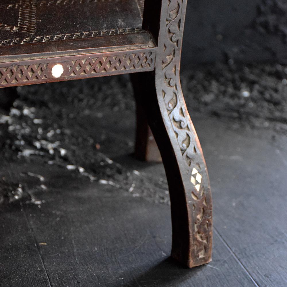 Hardwood Early 20th Century Hand Carved 2 Tier Syrian Moorish Table For Sale