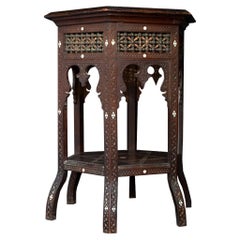 Early 20th Century Hand Carved 2 Tier Syrian Moorish Table
