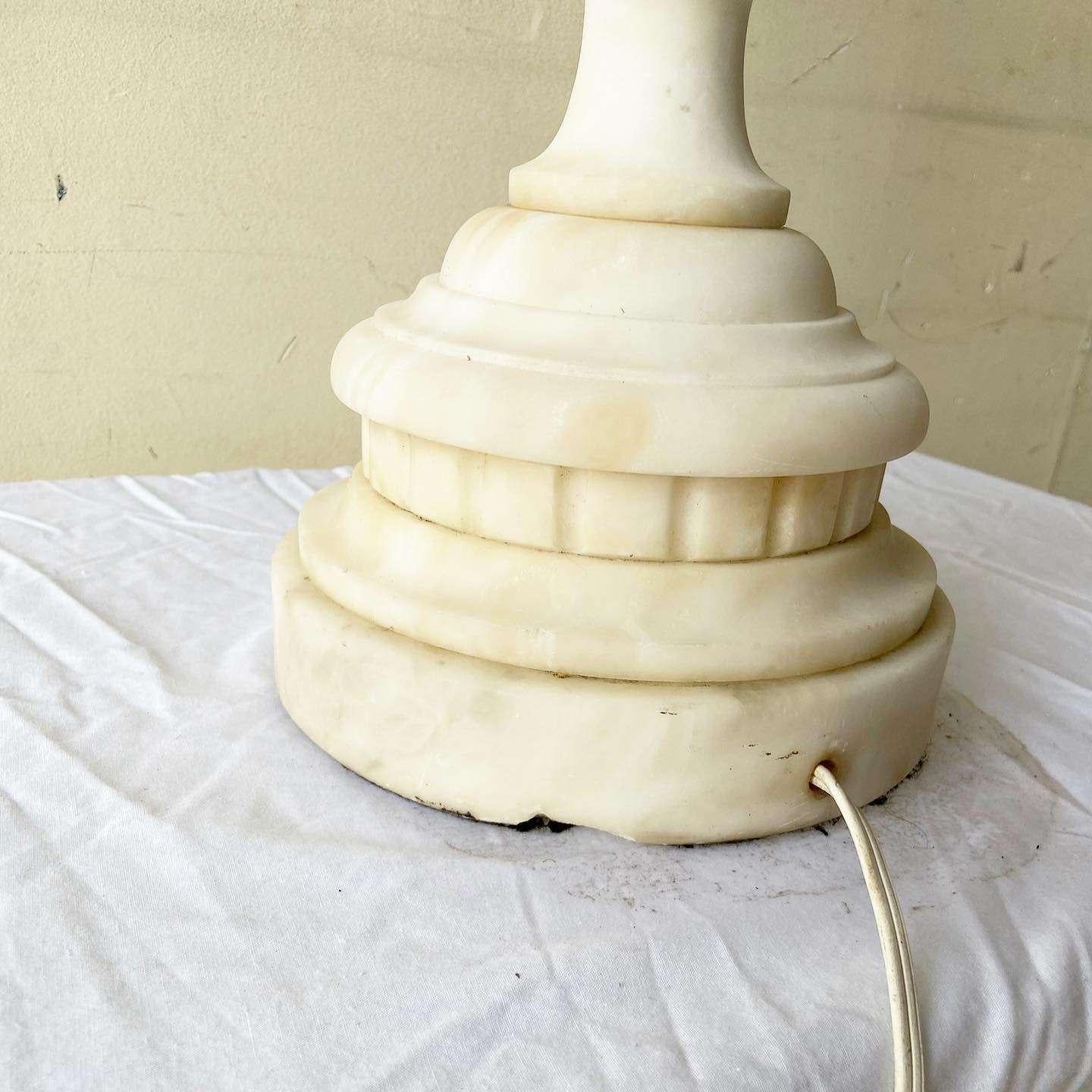 Early 20th Century Hand Carved Alabaster Table Lamp For Sale 3