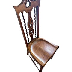Early 20th Century Hand Carved Antique Wooden Oak Chair