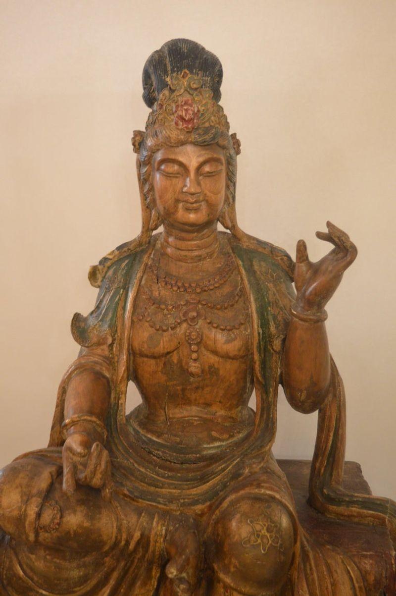 Early 20th Century Hand Carved Buddha In Good Condition For Sale In Los Angeles, CA