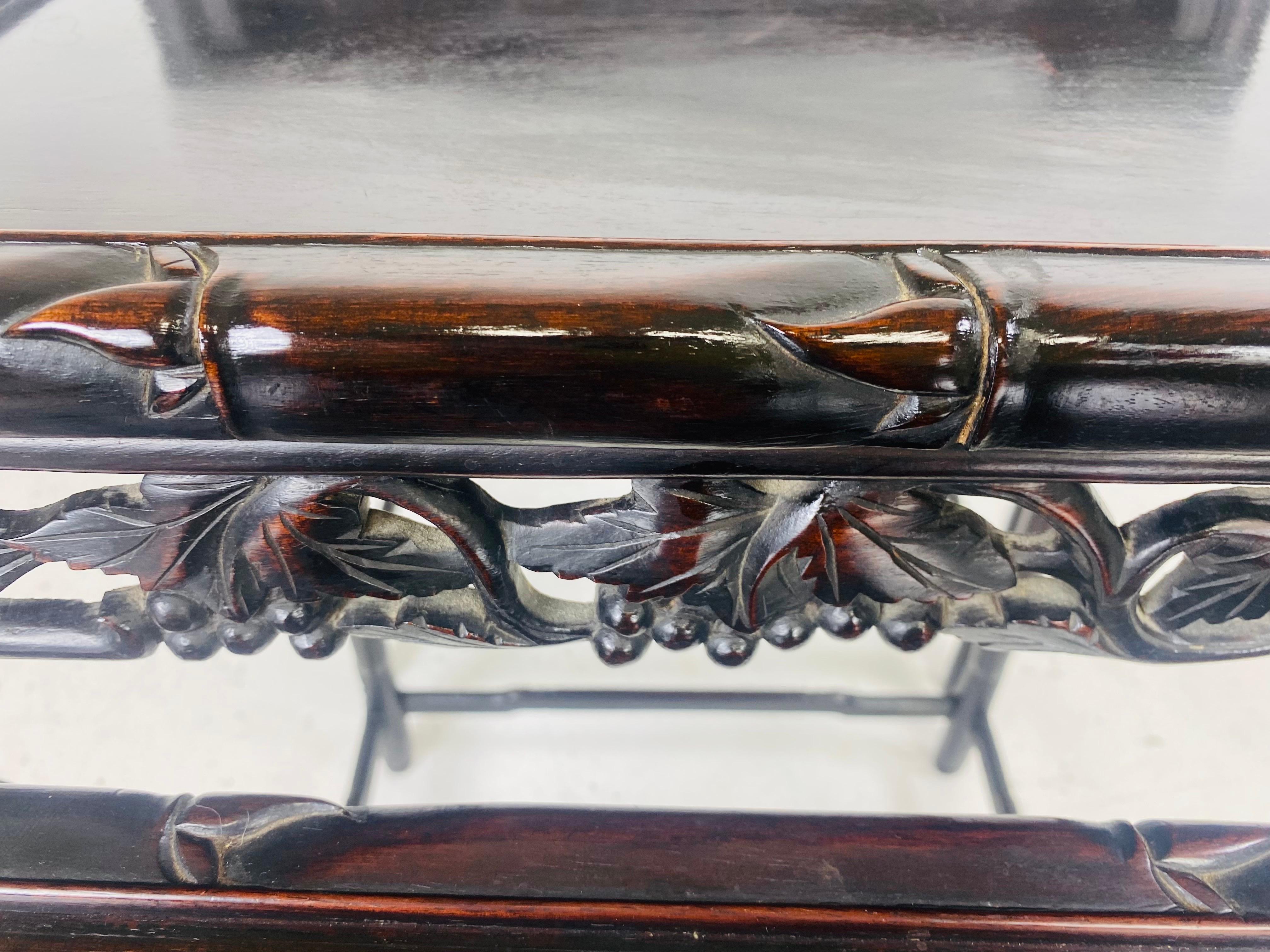 Early 20th century hand carved Chinese mahogany nest of tables 4