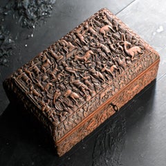 Early 20th Century Hand Carved Cigar Casket