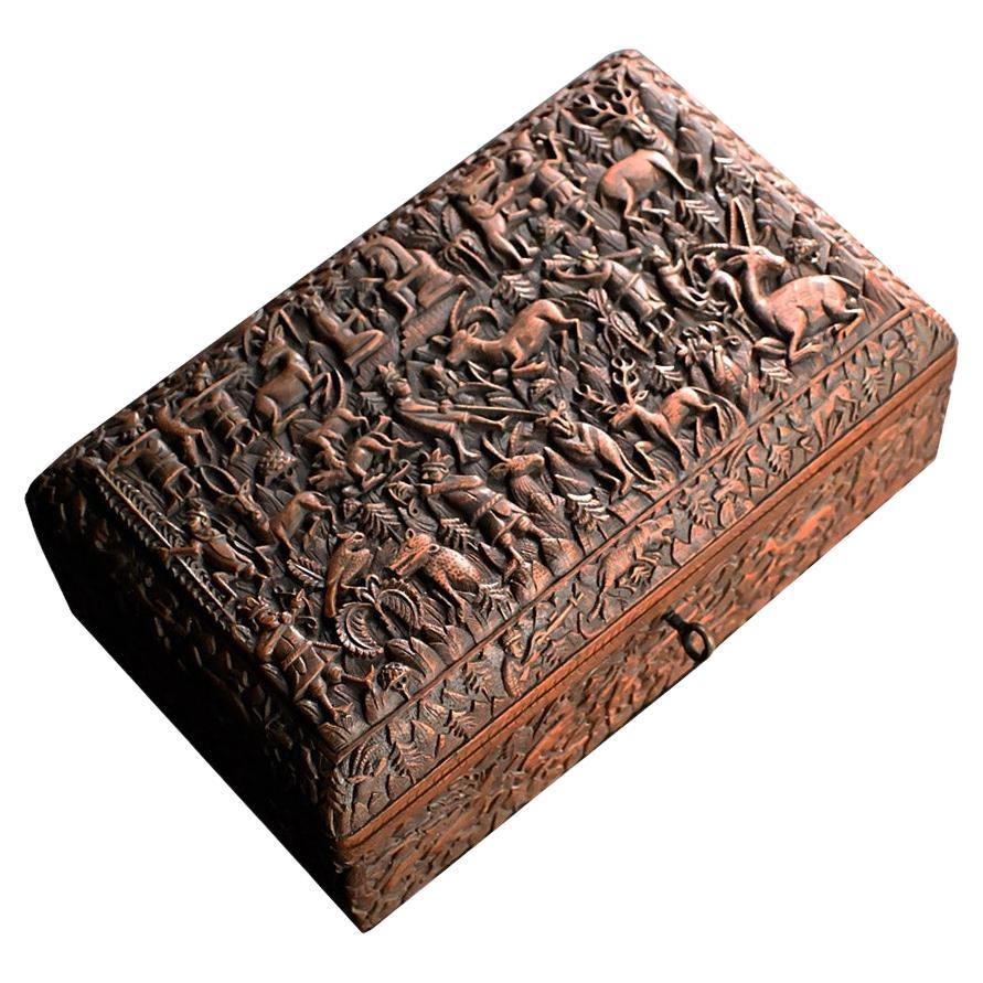 Early 20th Century Hand Carved Cigar Casket 