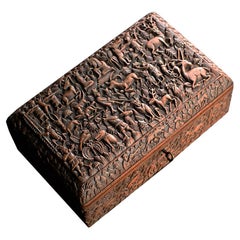 Early 20th Century Hand Carved Cigar Casket 