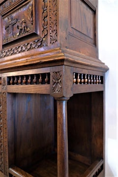 Early 20th Century Hand Carved Dish Cabinet