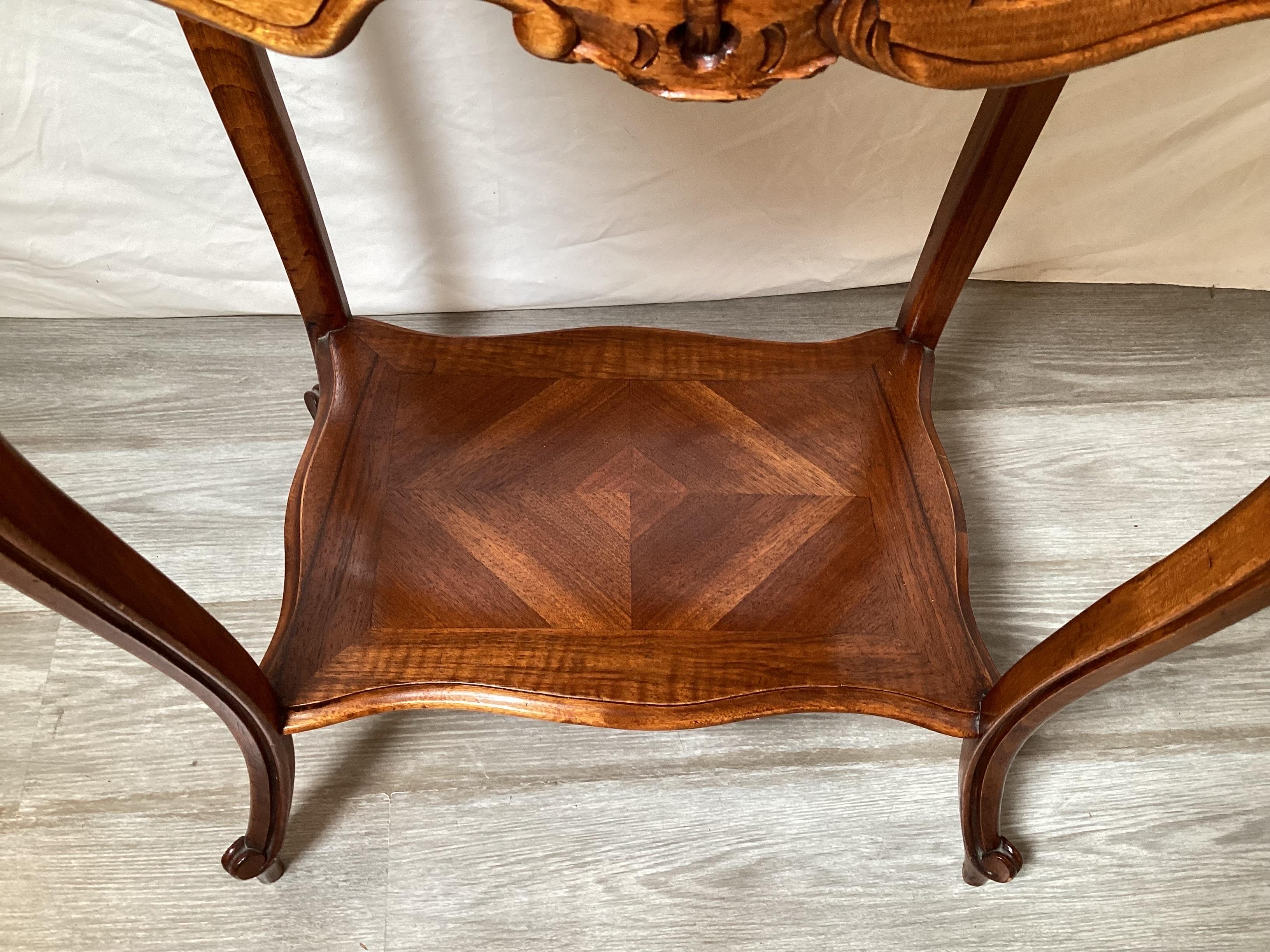 Early 20th Century Hand Carved French Style Walnut Stand For Sale 2