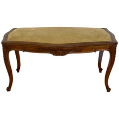 Antique Early 20th Century Hand Carved French Walnut Bench, C.1900