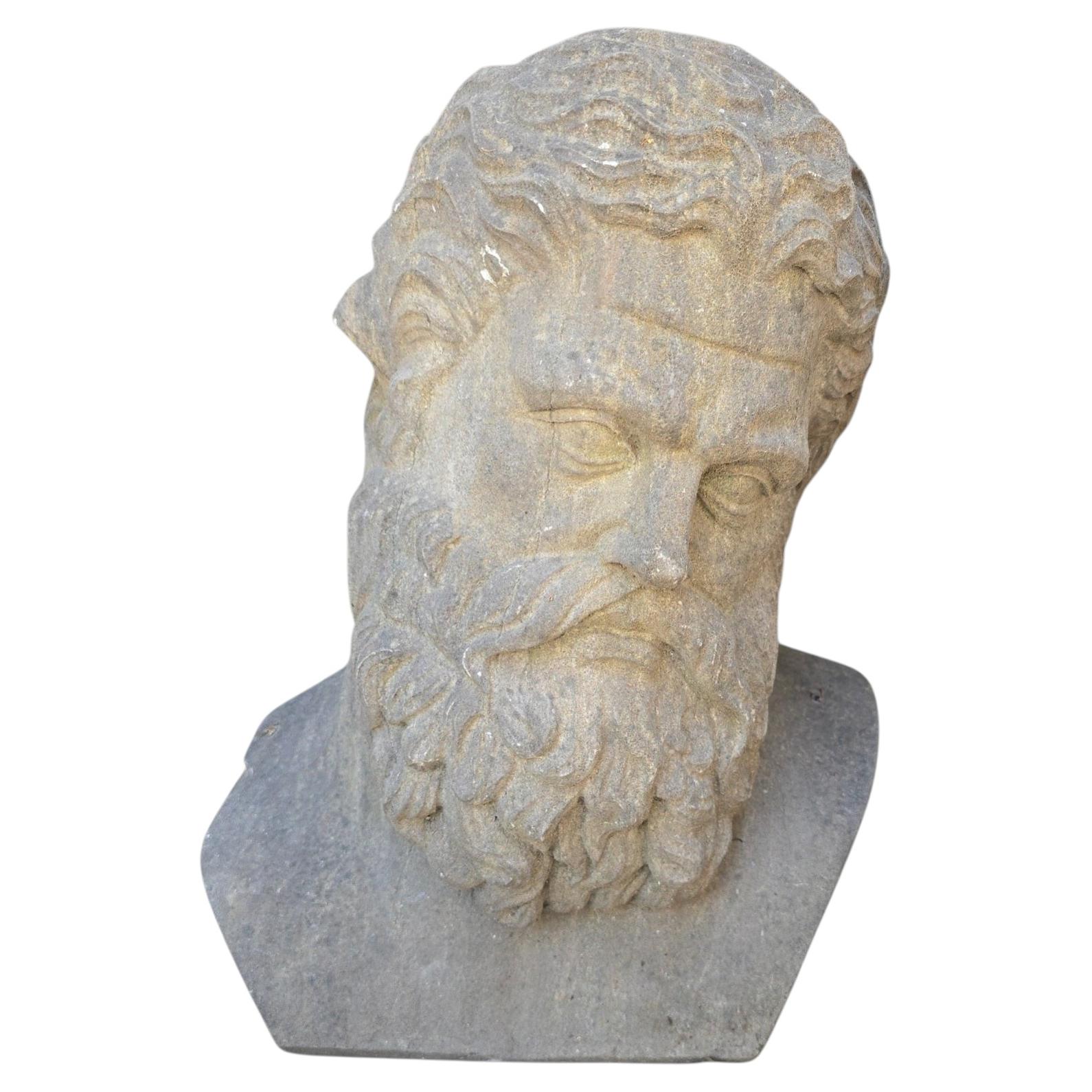 Early 20th Century Hand-Carved Greek Philosopher Head, Italian School