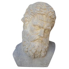 Early 20th Century Hand-Carved Greek Philosopher Head, Italian School