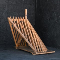 Early 20th Century hand carved huge pine architectural angled roof model