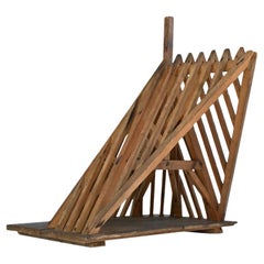 Early 20th Century hand carved huge pine architectural angled roof model