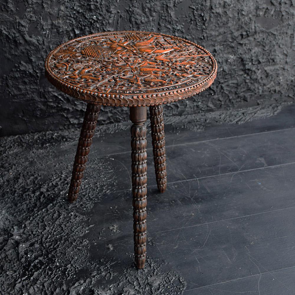 Early 20th century hand carved Indian table
We are proud to offer an exceptionally hand carved early 20th century hardwood Indian coffee table. This wonderfully decorative example is covered with ornate, well proportioned flowers, vines, Hindu