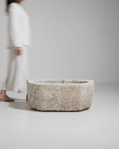 Early 20th Century Hand-Carved Limestone Basin from China