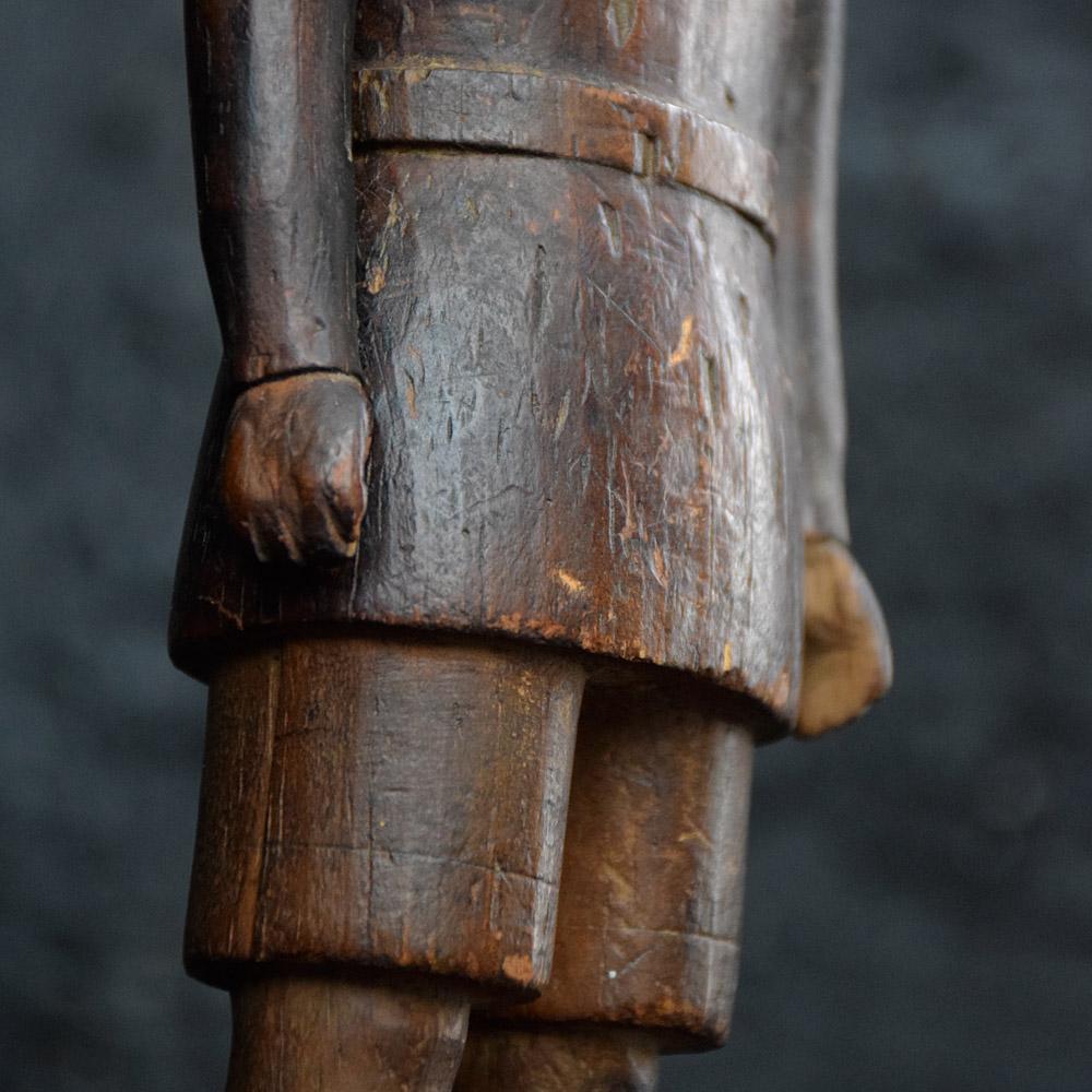 Hand-Carved Early 20th Century Hand Carved Naïve Folk-Art Figure of a Soldier For Sale