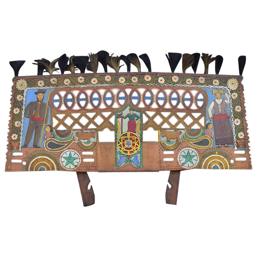 Early 20th Century Hand Carved Oak Folk-Art European Wagon Cart Panel