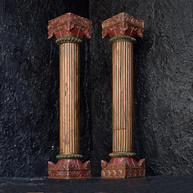 Early 20th Century Hand Carved Ornate Oak Pillars For Sale at 1stdibs