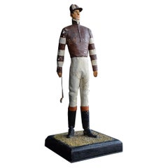 Handgeschnitzte Pappmaché-Jockey-Figur aus dem frühen 20. Jahrhundert