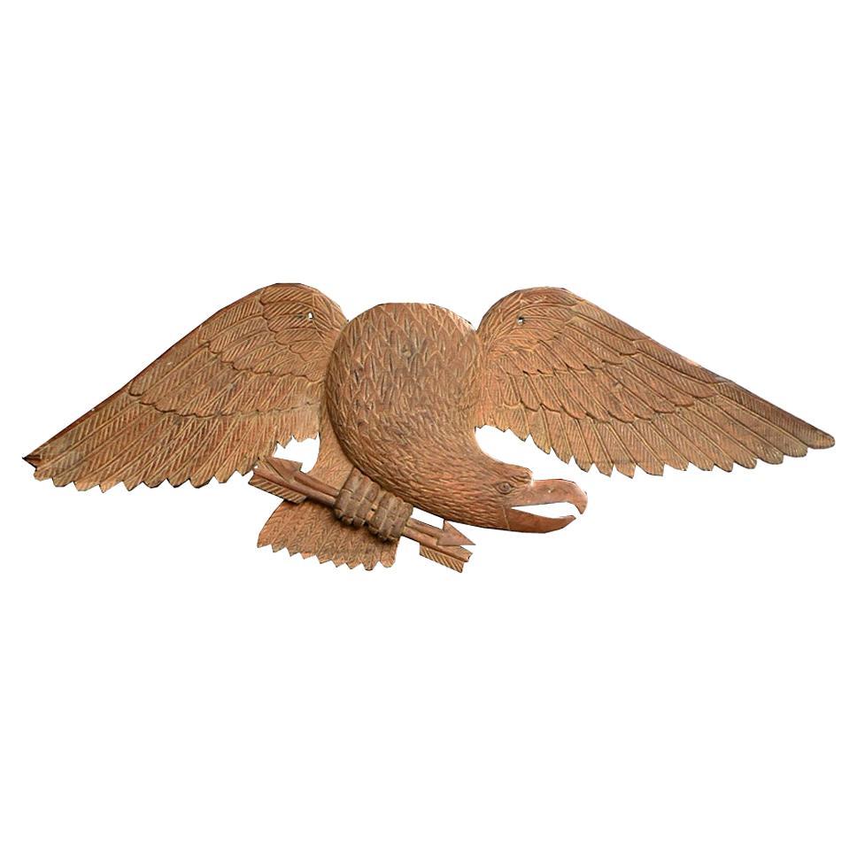 Early 20th Century Hand Carved Pine American Golden Eagle Form 