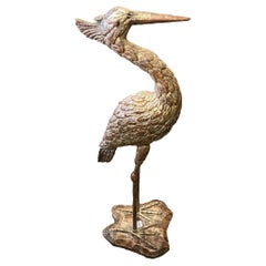 Early 20th Century Hand-Carved Silvered Wood Bird