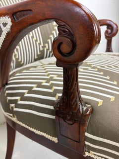 Early 20th century hand carved walnut Regency style side chairs /pair