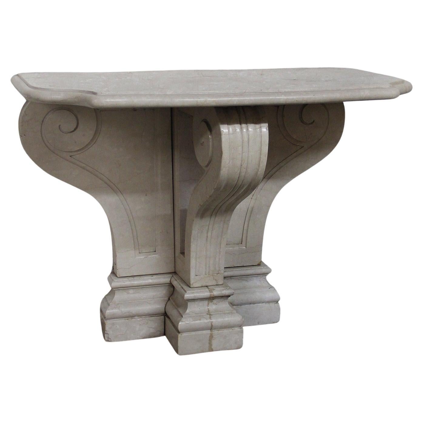 Early 20th Century Hand Carved White Marble Console For Sale