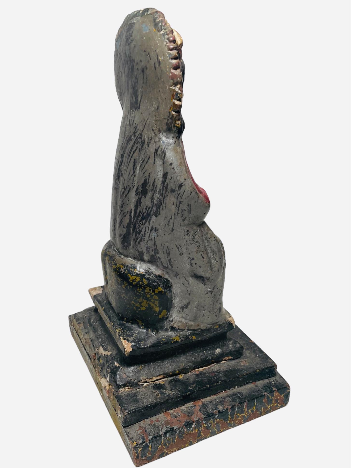Early 20th Century Hand Carved Wood Plaster Sculpture Of Our Lady Of Monserrat For Sale 4