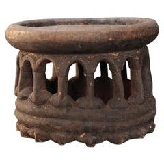 Early 20th Century Hand-Carved Wood Stool