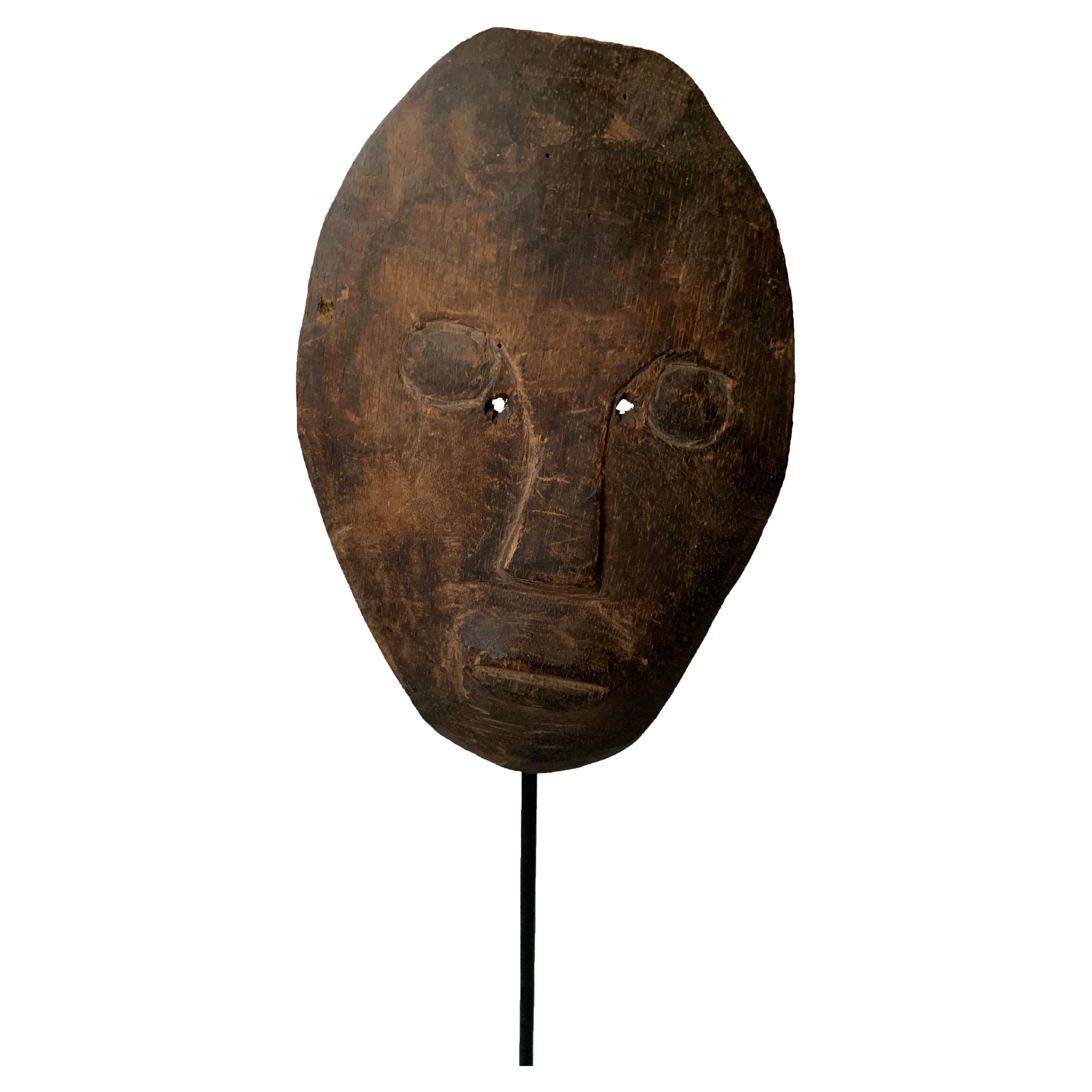 Early 20th Century Hand-Carved Wood Tribal Mask from Atoni Tribe Timor