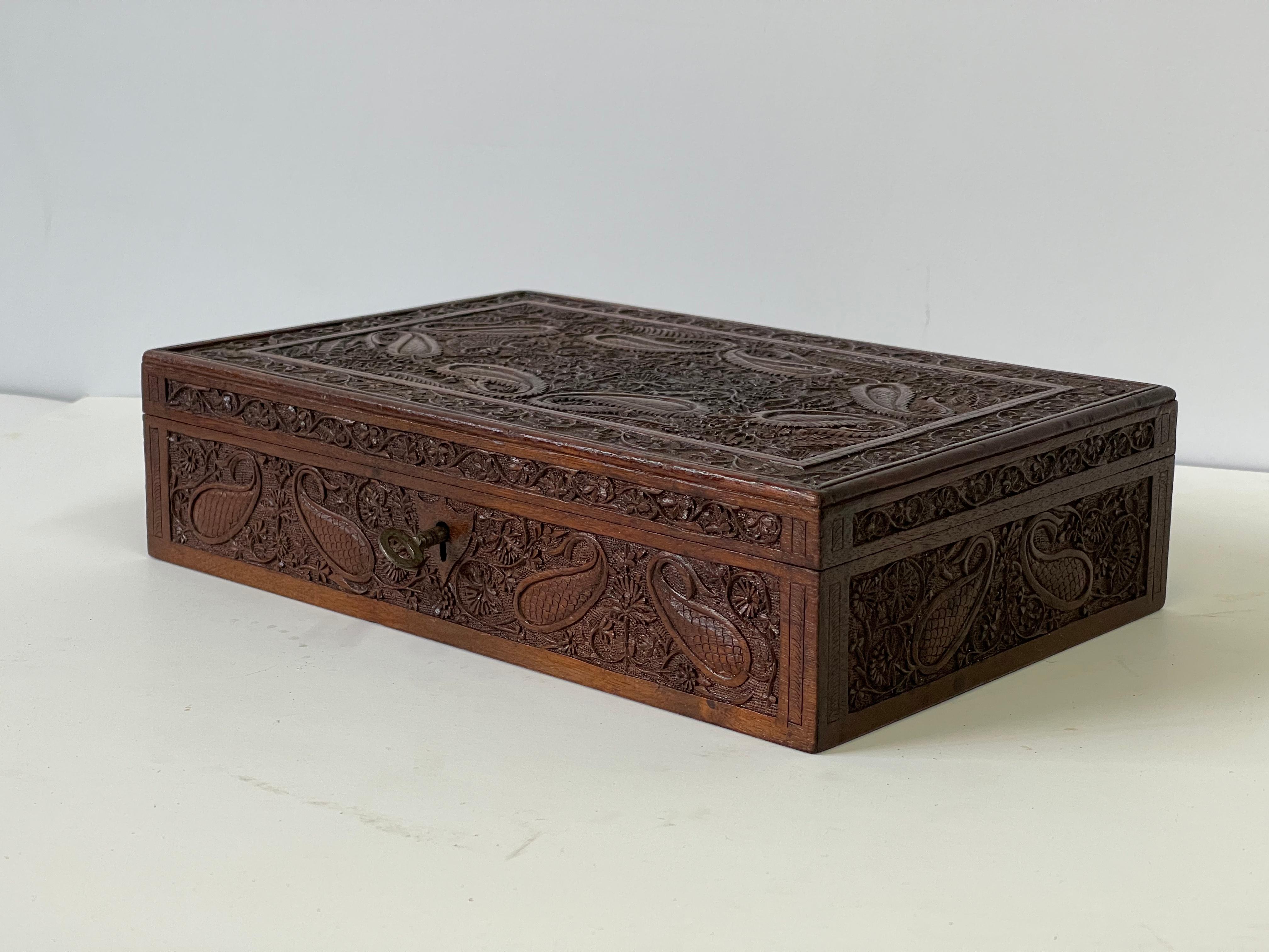 Early 20th Century Hand Carved Wooden Box In Good Condition In Atlanta, GA