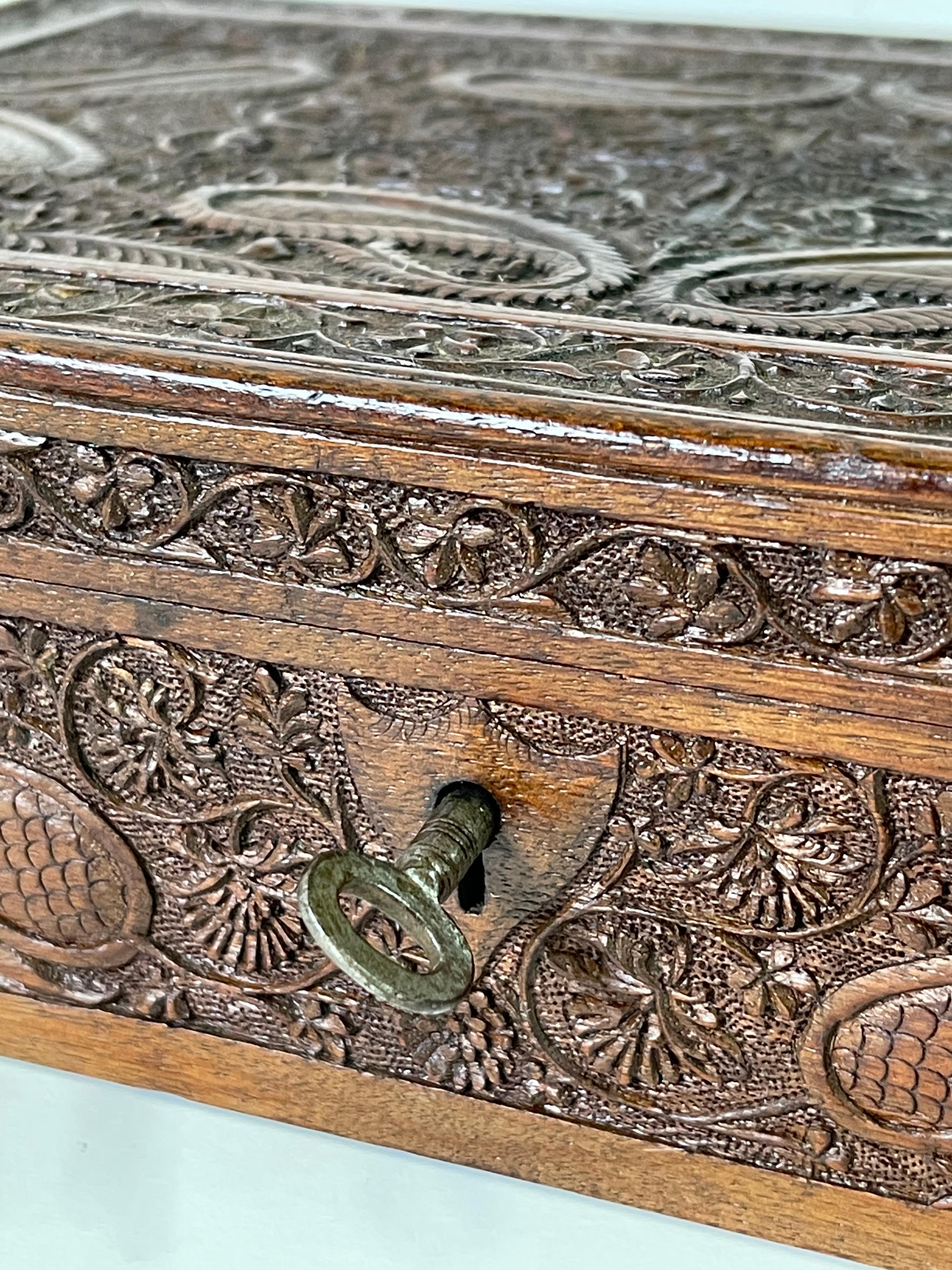 Early 20th Century Hand Carved Wooden Box 2