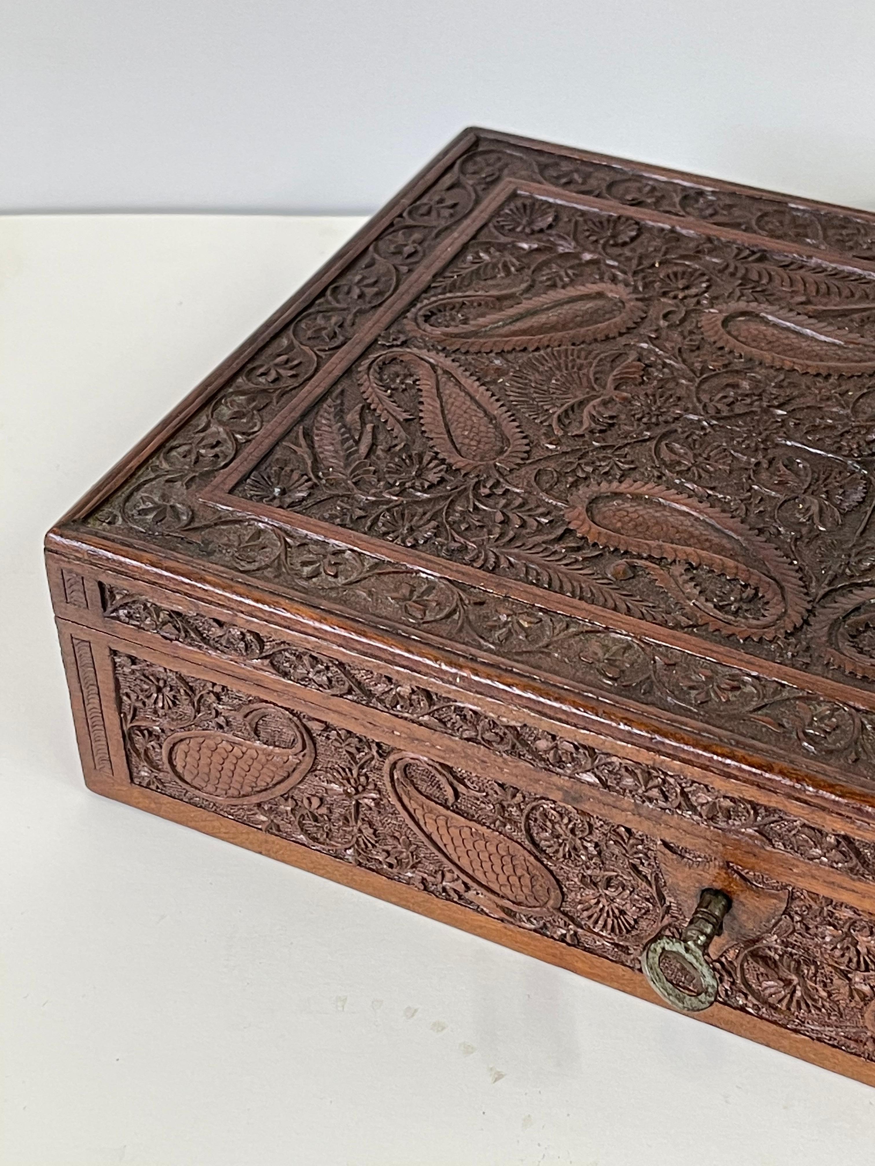 Early 20th Century Hand Carved Wooden Box 4