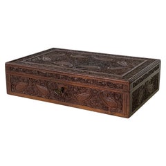 Antique Early 20th Century Hand Carved Wooden Box