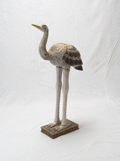 Early 20th Century Hand Carved Wooden Heron Sculpture