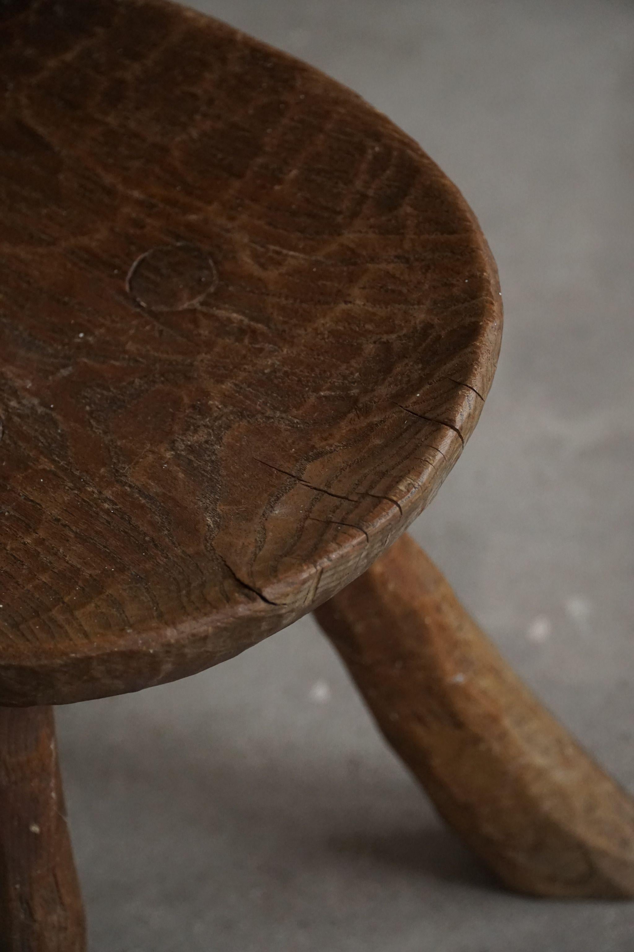 Early 20th Century Hand Carved Wooden Wabi Sabi Chair, Scandinavian Modern 1