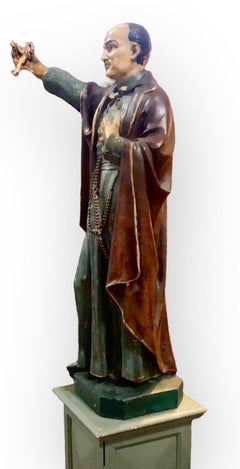 Early 20th Century Hand Cast Plaster Statue of Saint Aloysius Gonzaga